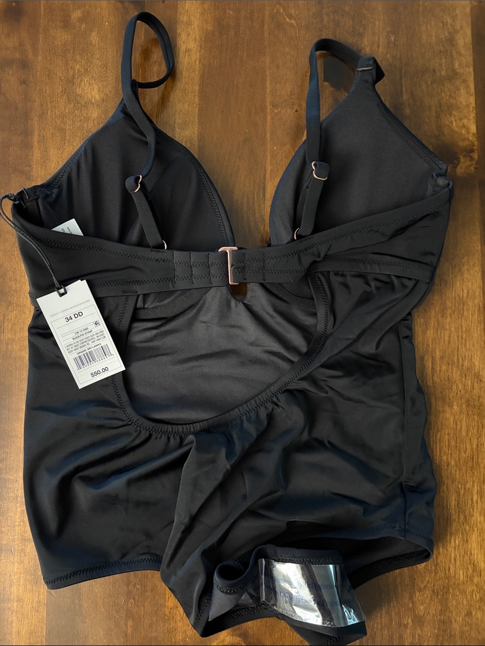 Shade & Shore Black Underwire Cutout One Piece Swimsuit NWT 34DD - Picture 3 of 4